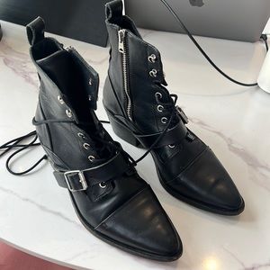 Allsaints Moto Black Leather Boots || 38